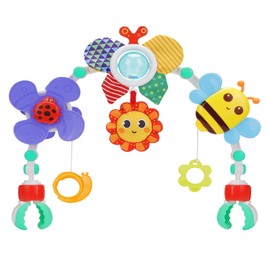 DQTYE Baby Pram Play Arch Toys Foldable Stroll Activity Pram Crib with Rattle Toy for Babies 6-12 Months Travel Play Arch for Stroller Car Seat Crib for Newborn Toddler Boys Girls