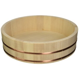 Happy Sales Wooden Sushi Oke Hangiri Mixing Bowl, 14", Natural