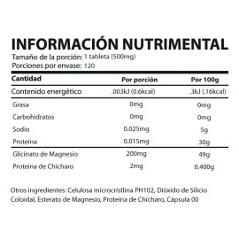 Glycinato De Magnesio Con 120 Tabletas, Natural Energy Sin Sabor