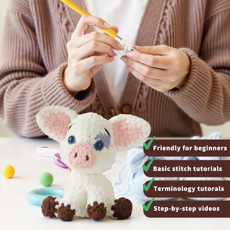 Hylvix Crochet kit for Beginners Adults, Grey Spotted Dolphin Crochet