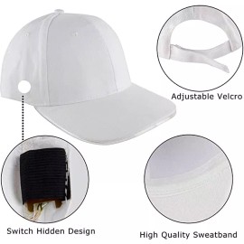 Unbranded White LED Light White Baseball Cap Hat Glow Brim Night Party Adjustable -Running