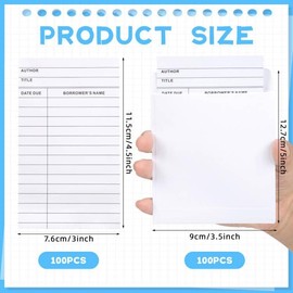 200 Pieces Library Pockets and Cards, Library Check out Cards Library Card Pocket Self Adhesive Library Card Pocket Envelopes for School Office Public Library Books