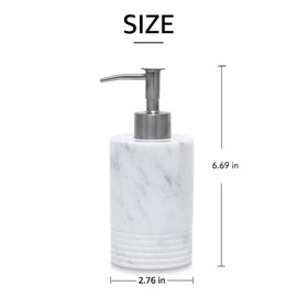 JIMEI Marble Soap Dispenser with Stainless Steel Pump for Bathroom Kitchen Countertop - Lotion & Liquid Dispenser Soap Bottle White