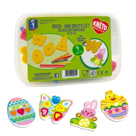 Feuchtmann KNETO Bake & Play Children's Baking and Craft Set Easter, Rabbit, Chick, Butterfly, Easter Egg, Food Safe 3D Stamp Cutter for Playing and Baking