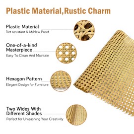 Plastic Cane Webbing Roll, 16 Inch x 6.6 Ft Handwoven Synthetic Poly Rattan Weaving Material, PE Rattan Mesh Sheet Caning Repair Supplies for DIY Furnitures Chairs Beds Cabinets Ceilings