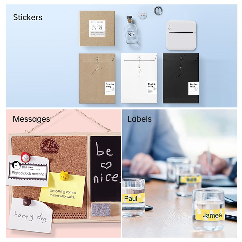 Mini Pocket Thermal Printer Multifunction Portable Sticker Maker 203DPI Instant