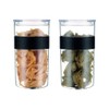 PRESSO Set of 2 Plastic Storage Jars, 2 Litre, Black