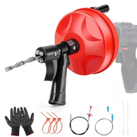 Feeloco Upgrade Plumbing Snake Drain Auger,35 FT Automatic Retract Drain Snake with Dual Mode,Professinal Drain Clog Remover,Flexible Snake Drain Hair Remover Tool for Bathroom Shower Sink Kitchen