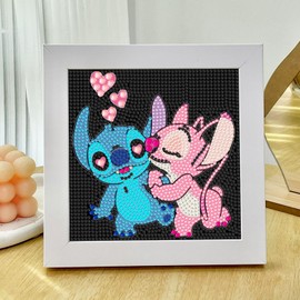 Stitch Diamond Painting Kits for Kids with Framed,Stitch Diamond Art for Kids,Full Drill Stitch Gem Art Kits for Kids,Crystal Art Mosaic Kits for Children Gift Home Wall Decor(7x7inch)