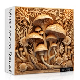 Vintage Mushroom Puzzles for Adults 1000 Pieces, Impossible Nature Fungi Plant Art Puzzle, Challenging Autostereoscopy Forest Jigsaw Puzzle as Mushroom Wall Art