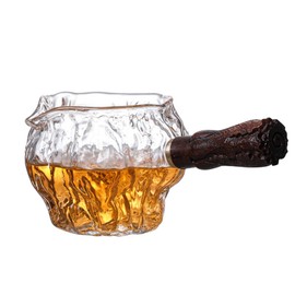 Glass Tea Serving Pitcher Decanter, Wooden Handle, Chinese Gongfu Cha Tea Pitcher (Type D)