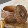 Paper High Hand Carved Mango Wood Bowl with Lid |