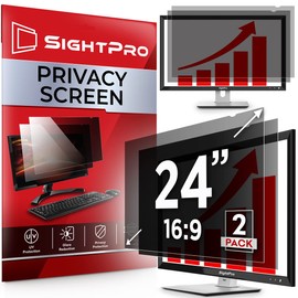 SightPro 24 Inch 16:9 [2 Pack] Computer Privacy Screen Filter for Monitor - Privacy Shield and Anti-Glare Protector