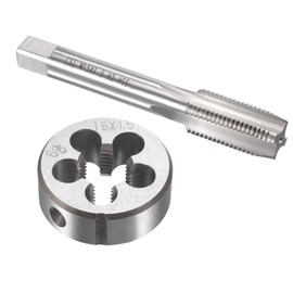 TOP-VIGOR M15 x 1.5mm Metric Tap and Die Set, Machine Thread Screw Tap with Round Threading Die, Heavy Duty Tap & Die Kit for DIY, Repair, Cutting External and Internal Thread