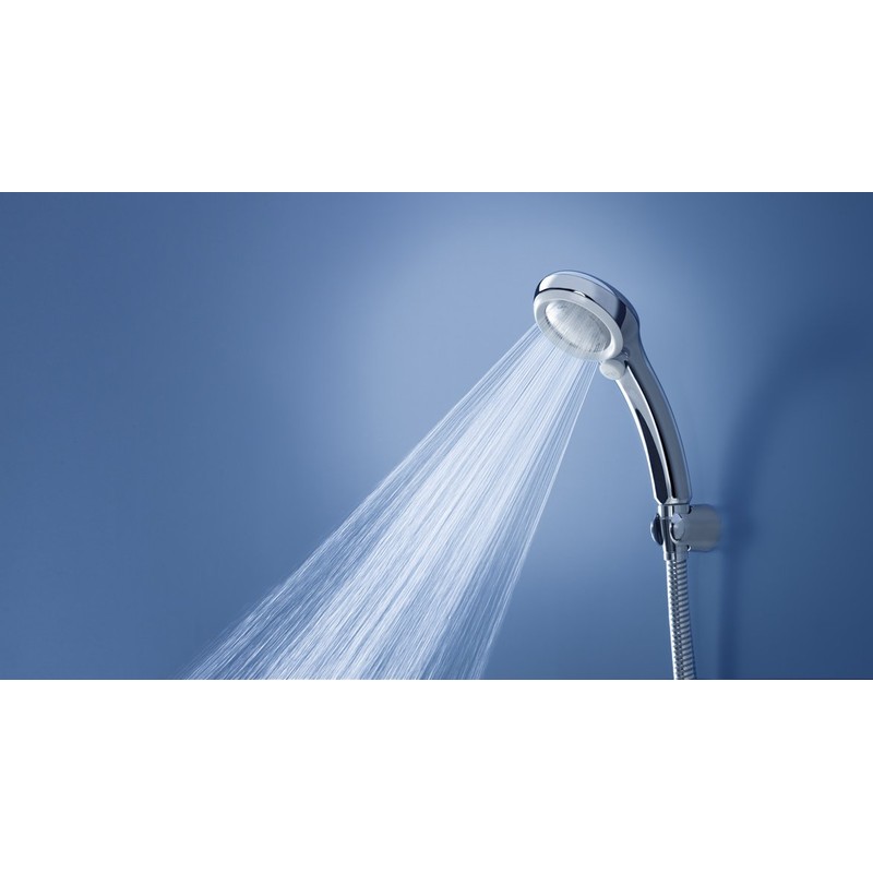 SAN-EI Faucet Showerhead Rainy Metallic White [Approx. 50% Water Conservation