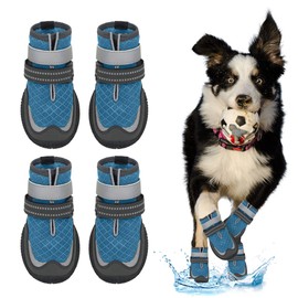 Dog Shoes for Large Small Medium Dogs - Breathable Dog Boots for Summer Hot Pavement Waterproof Paw Protector for Outdoor Walking(Blue, #4 (2.75"*2.16")(L*W) for 36-43 lbs)