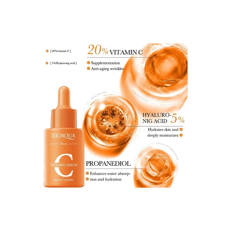 Serum Facial Vitamina C Antioxidante Brillo Antiacne Bioaqua Todo Tipo