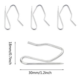 120 PCS Silver Rustproof Stainless Steel Plated Nickel Hooks Drapes Hooks Nickel Hooks Heavy-Duty Offset Pins-on Hooks for Window Curtain Shower Curtain Door Curtain