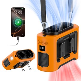 Socool 14500mAh Portable Waist Fan Clip On Wearable Belt Shirt Fan 5 Speeds with Dual Air Outlet & Flashlight Personal Hanging Neck Fans Battery Operated Rechargeable 40H Cooling For Camping Jobsite