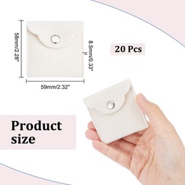 NBEADS 20 Pcs Velvet Jewelry Pouches with Snap Button, Cornsilk Velvet Jewelry Storage Bags Luxury Gift Bag for Candy Gift and Jewelry Necklace Bracelet Packing, 5.8x5.9cm