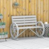 Rustic 2 Person Wagon Wheel Bench Grey Patio Outdoor Furniturecolor: