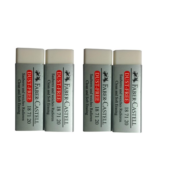 [Pack of 4] Faber-Castell LARGE Eraser Dust Free Clean and Soft Erasing for ART, OFFICE, SCHOOL USE (6.2x2x1.25cm)