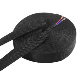 2 in 1 Heat Shrink Braided Sleeving, 1 Inch Shrinkable Fabric Sleeve Heat Shrink Insulating Tubing for Hose/Cable/Wire Protection (1"(25mm), 30FT)