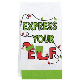 Enesco Our Name is Mud Holiday Express Your Elf Dish Cloth Tea Towel, 20 Inch, Multicolor