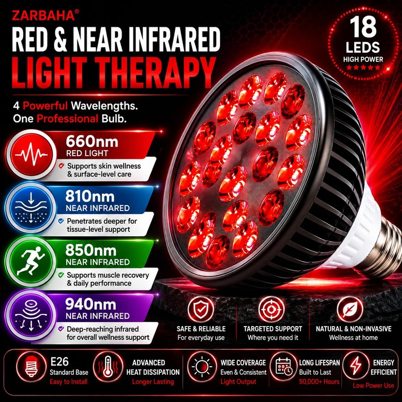 Zarbaha Red & Near Infrared Light Therapy Bulb – 18