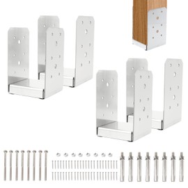 4"x4" Post Base Bracket (Internal 3.5"x3.5")，4 Pcs Stainless Steel Adjustable Post Base，Concrete Post Anchor for Deck，Pavilion, Railing, Porch Support