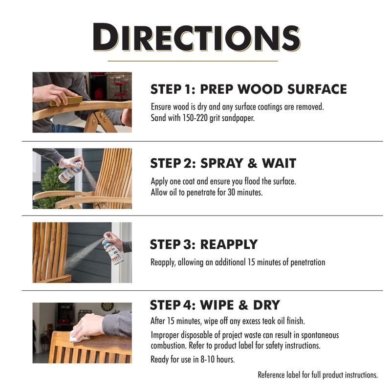Watco Teak Oil Wood Finish Spray, 11.25 oz, Clear