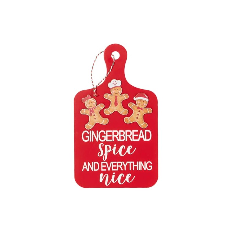 Gingerbread Spice and Everything Nice Red Decorative Hanging Plaque, 30cm