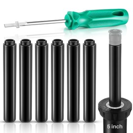 HappyAlley 5" Popup Riser Extensions Compatible with Rain Bird 1800, Sprinkler Head Riser Extender with RotorTool Screwdriver Fits 1/2” Male/Female, Garden Lawn Irrigation Spray Head Upgrade, 7 Set