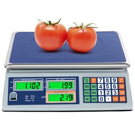 SUTETLW Price Computing Scale 66lb/30kg Dual LCD Digital Commercial Price Scale with Stainless Steel Platform,Rechargeable Commercial Food Scale for Farmers Market, Retail Outlets, Meat Shop