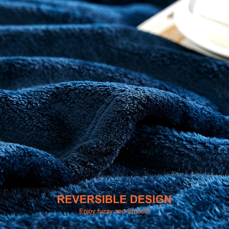 EHEYCIGA Fleece Blanket Navy Throws for Sofas Fluffy Warm Soft