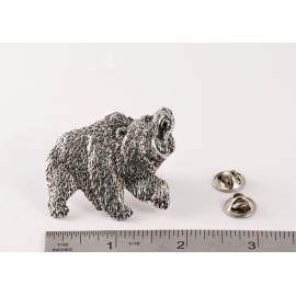 Creative Pewter Designs Grizzly Bear Pin, Handmade in USA, Large Brooch - Pewter, Magnet