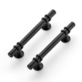 Ravinte Pack of 10 Furniture Handles, Black Cabinet Handles, 96 mm Handles for Kitchen Cabinets, Door Handles for Kitchen Cabinets, Handles Furniture with Round Base, Drawer Handles