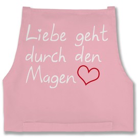 Shirtracer - Apron - Cooking Apron Funny - Love Goes Through the Stomach I Gift Cooking, 7 Pink