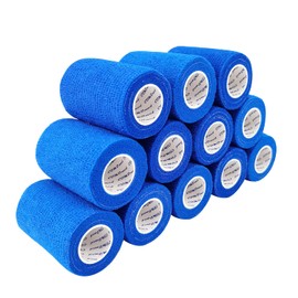 COMOmed Self Adhesive Bandage Wrap 3"x5 Yards First Aid Stretch Sport Athletic Wrap Vet Tapes for Wrist Ankle Sprain and Swelling,Blue(12 Rolls)