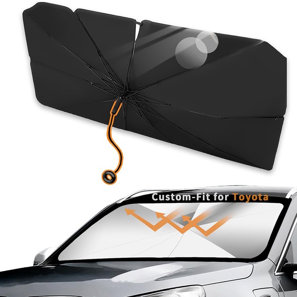 Custom-Fit for Toyota Windshield Sun Shade Umbrella, 2024 Upgraded Pull