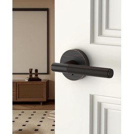 Asidrama 4 Pack Oil Rubbed Bronze Privacy Door Handles, Door Lever with Door Knobs Indoor for Bedroom or Bathroom, Heavy Duty Door Handles Interior with Locks for Left Right Sided Doors