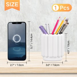 Silicone Pen Holder, Pencil Holder Cute Pens Cup for Desk for Kids Office Decor Desk Accessories Pen Pot Desk Organizer (White)