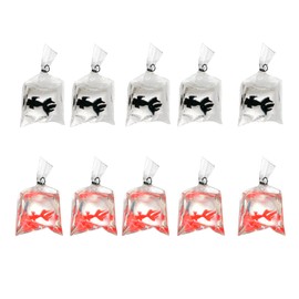 YUNXI 10 PCS 2 Colors Resin Goldfish Shape Fish Water Bag Charms Orange Yellow Resin Fish Charms Pendants for Earrings Bracelet Jewelry Making DIY Craft Finding Supplies (Black+Red)