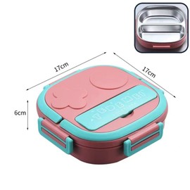 Soulnioi Lunch Box Bento Box for Kids, Cute Design Lunch Box for Child School, Leakproof Food Container with 2 Compartments (Pink)
