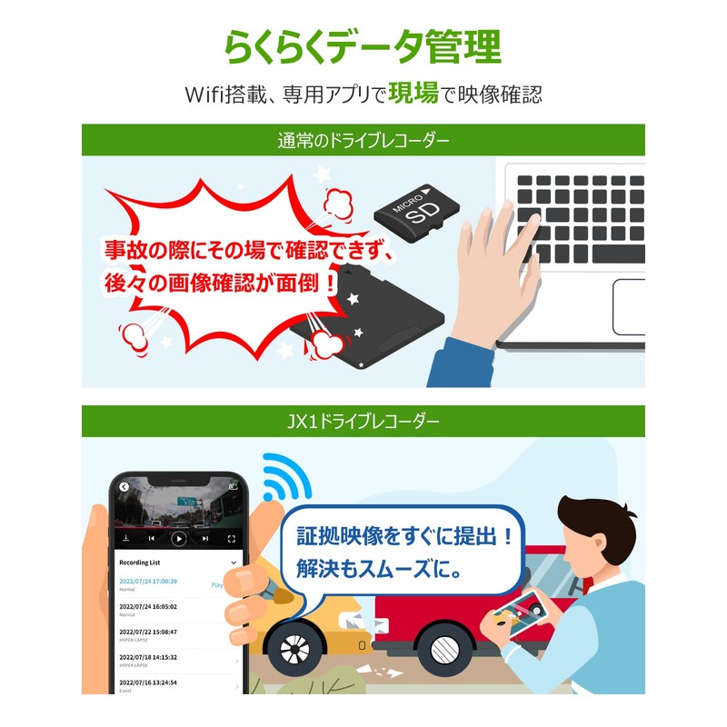 IROAD Dash Cam JX1 Front and Rear Full HD 2