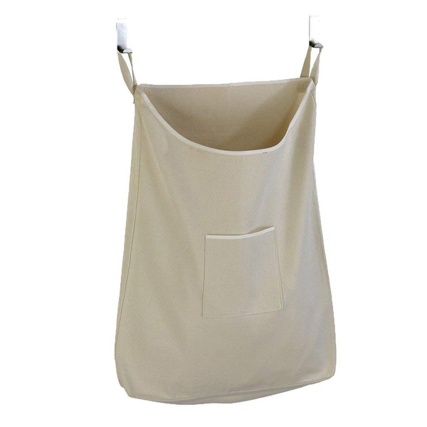 WENKO Over-Door Laundry Hamper Canguro Beige Rose-Free Stainless Steel Hooks