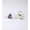 Purple Amethyst triangle stud earrings, everyday earrings, Vermeil Gold February