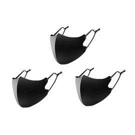 (3 Pieces) Children's Mask, For Summer, Washable, Contact Cool Fit, 3D Size, Adjustable Earstrings, Easy to Breathe, Antibacterial, Odor Resistant, Small, Thin, Reusable (Set B, Black)