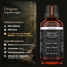 Bienat Aceite Esencial de Orégano 50mL Natural Difusor y Aromaterapia