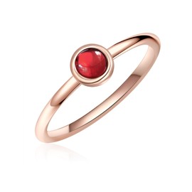 Glanzstücke München Women's Ring Sterling Silver 925 Rose Gold-Plated with Red Garnet Gemstone Ring Garnet Ring Rose Gold Colours, Silver, Garnet